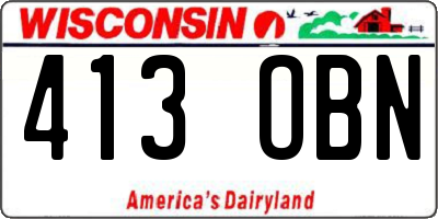 WI license plate 413OBN