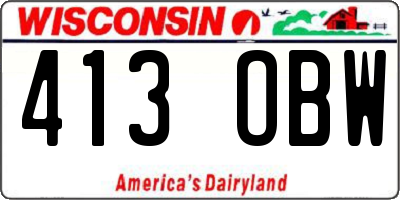 WI license plate 413OBW