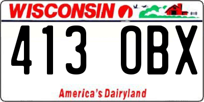WI license plate 413OBX