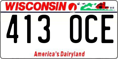 WI license plate 413OCE