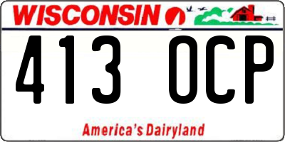 WI license plate 413OCP
