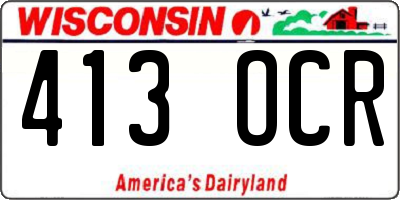 WI license plate 413OCR