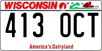 WI license plate 413OCT