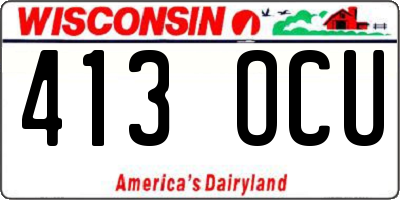 WI license plate 413OCU