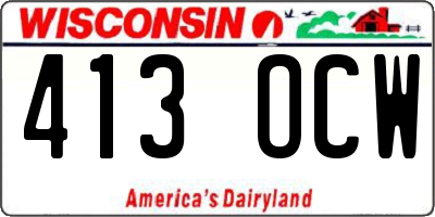 WI license plate 413OCW