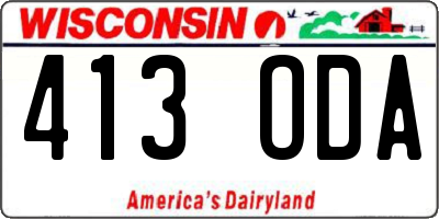 WI license plate 413ODA