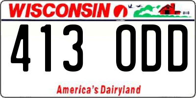 WI license plate 413ODD