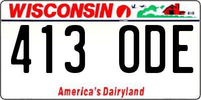 WI license plate 413ODE