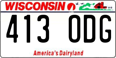 WI license plate 413ODG
