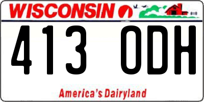 WI license plate 413ODH