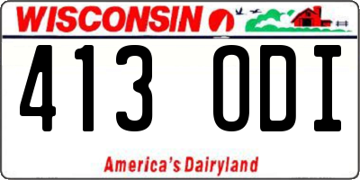 WI license plate 413ODI