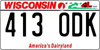WI license plate 413ODK