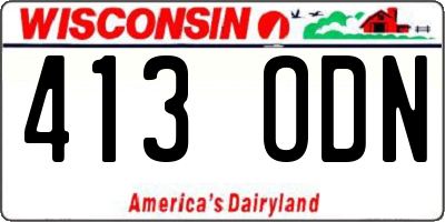 WI license plate 413ODN