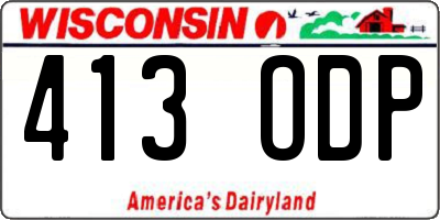 WI license plate 413ODP