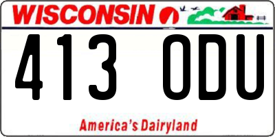 WI license plate 413ODU