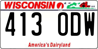 WI license plate 413ODW