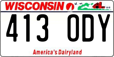 WI license plate 413ODY