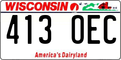 WI license plate 413OEC