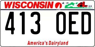 WI license plate 413OED