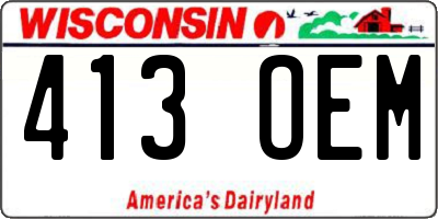 WI license plate 413OEM