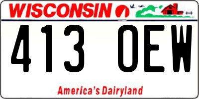 WI license plate 413OEW