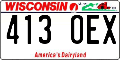 WI license plate 413OEX