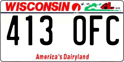 WI license plate 413OFC