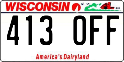 WI license plate 413OFF