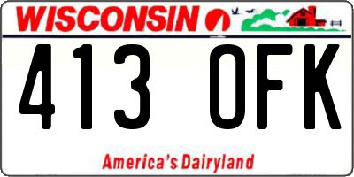 WI license plate 413OFK