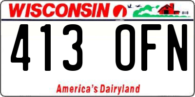WI license plate 413OFN