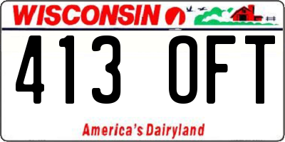 WI license plate 413OFT