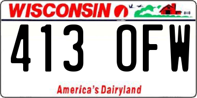 WI license plate 413OFW