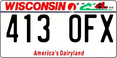 WI license plate 413OFX