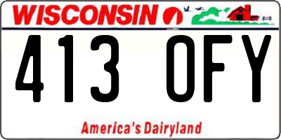 WI license plate 413OFY