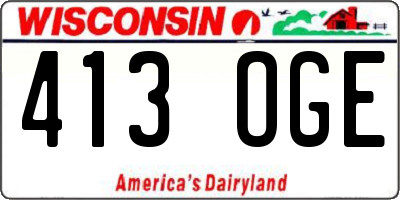 WI license plate 413OGE