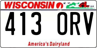 WI license plate 413ORV