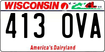 WI license plate 413OVA