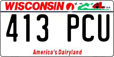 WI license plate 413PCU