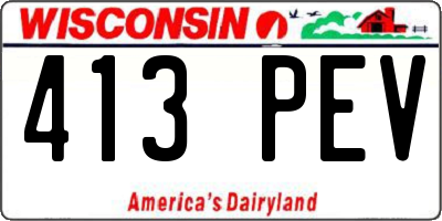 WI license plate 413PEV