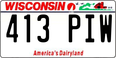 WI license plate 413PIW
