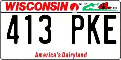WI license plate 413PKE