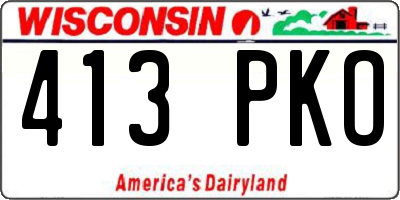 WI license plate 413PKO