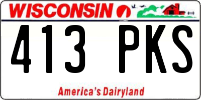 WI license plate 413PKS