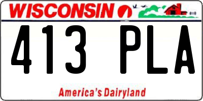 WI license plate 413PLA