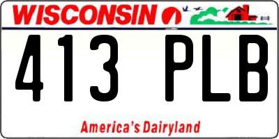 WI license plate 413PLB