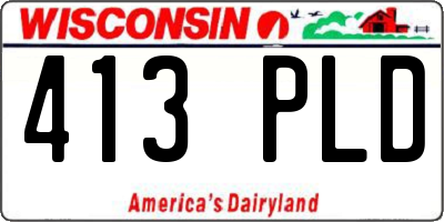 WI license plate 413PLD