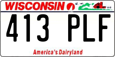 WI license plate 413PLF
