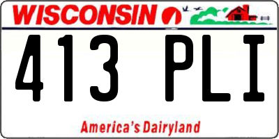 WI license plate 413PLI