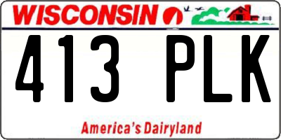 WI license plate 413PLK