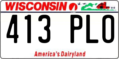WI license plate 413PLO